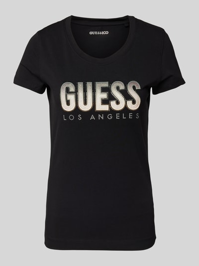 Guess T-Shirt mit Label-Print BLACK 2