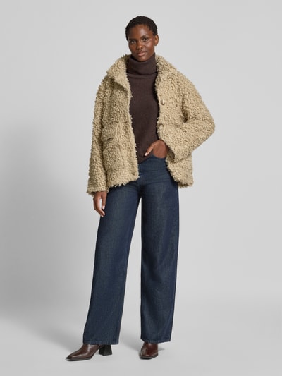 YAS Jacke aus Teddyfell mit Pattentaschen Modell 'PELICO' Beige 1