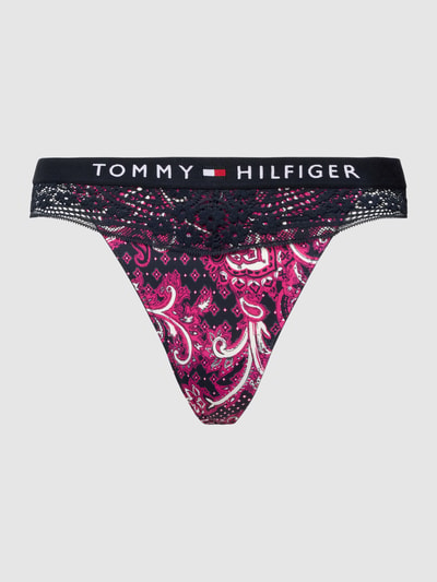 TOMMY HILFIGER Stringi ze wzorem na całej powierzchni model ‘LACE’ Mocnoróżowy 2