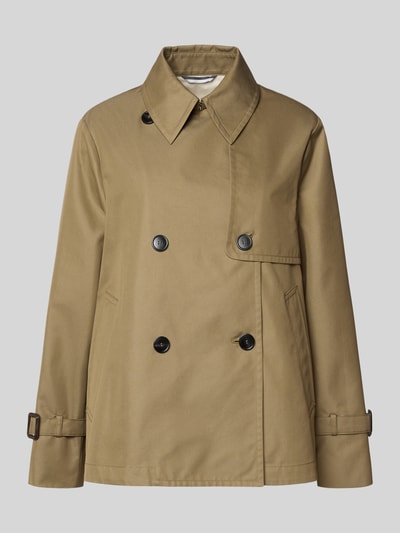 Produktfoto, Cropped Trenchcoat aus Baumwoll-Mix von Weekend Max Mara in Optik: Unifarben, Regular-Fit, Reverskragen, doppelreihige Knopfleiste, Cropped Länge, Langarm mit Riegel und seitlichen Eingrifftaschen, Material: Baumwoll-Mix.
