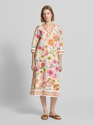 Emily Van den Bergh Tunikakleid im Allover-Look mit V-Ausschnitt Weiss 4