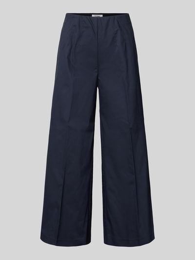 Produktfoto, Culotte mit Eingrifftaschen Modell 'Jenny' von TONI aus dunkelblauem Baumwoll-Mix mit Bügelfalten, Wide Leg, strukturierte Oberfläche