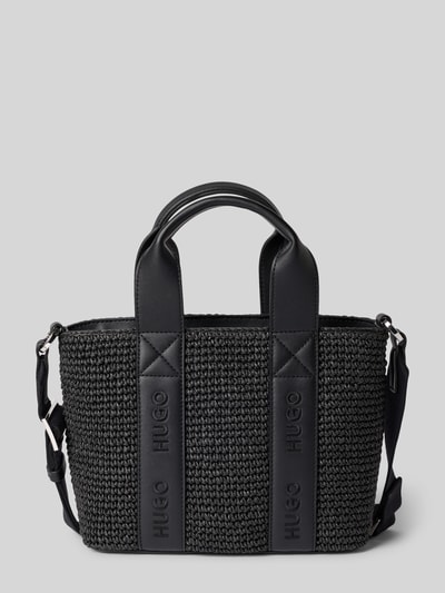 Produktfoto, Henkeltasche aus Papier Modell 'BECKY ST_MINI TOTE' von HUGO, Optik: Unifarben, Bast-Optik, Applikation: Label-Tape, Verschluss: Reißverschluss, Aufteilung: Hauptfach, Tragehenkel, abnehmbarer Schulterriemen, Material: Papier