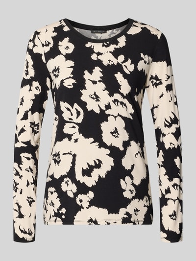 Produktfoto, Longsleeve im Allover-Look mit Rundhalsausschnitt von Betty Barclay, czarno-kremowy wzór, prosty krój, tkanina wiskoza-elasthan