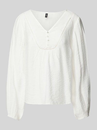 Vero Moda Bluzka z krótką listwą guzikową model ‘MIRA’ Biały 2