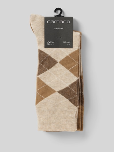 camano Socken mit Karomuster im 2er-Pack Beige 3