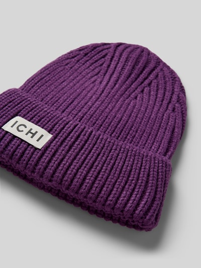 ICHI Beanie met labelpatch, model 'EMMA' Paars - 2