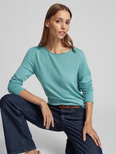 Fynch-Hatton Pullover aus Woll-Mix mit Label-Detail Aqua 3