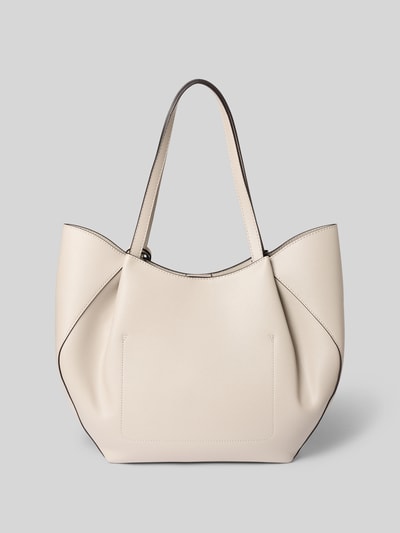 Produktfoto, Shopper mit herausnehmbarer Innentasche Modell 'AMORETTE 2 IN 1' von GUESS in Beige mit Label-Detail, Magnetverschluss, strukturierte Oberfläche, breite Tragegriffe, rechteckige Form, Maße 43x38x9 cm, Schulterriemen 57 cm, Damen Shopper