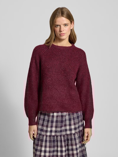 Only Relaxed Fit Strickpullover mit Woll-Anteil Modell 'GILA' Bordeaux 4
