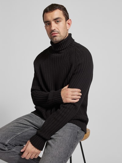 HUGO Rollkragenpullover mit Teilungsnähten Modell 'Sigur' Black 3