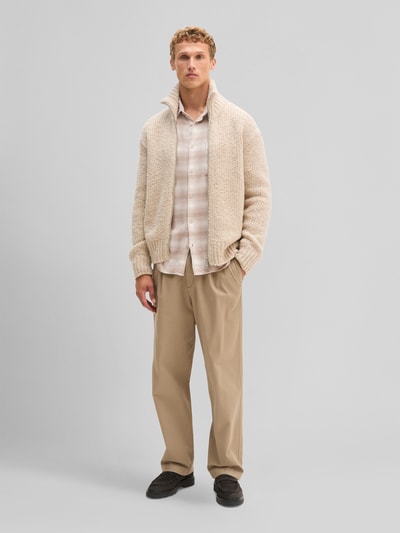 Marc O'Polo Strickjacke aus Schurwolle mit Stehkragen Beige 1