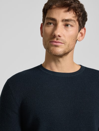 Tiger Of Sweden Gebreide pullover met ribboorden, model 'Connor' Donkerblauw - 3