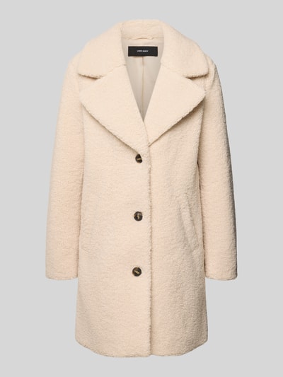 VERO MODA Teddymantel mit breitem Reverskragen Ecru 2