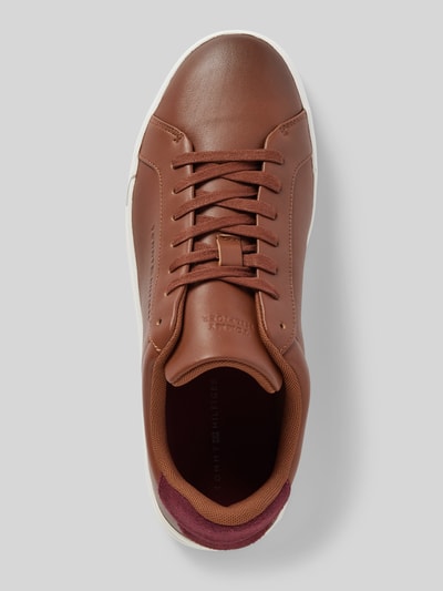 Tommy Hilfiger Sneakers van leer met labeldetail Cognac - 3