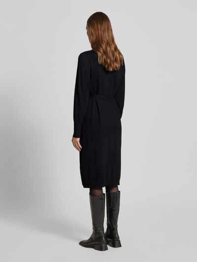 FREE/QUENT Strickkleid aus Viskose-Mix mit Bindegürtel Modell 'Conny' Black 5
