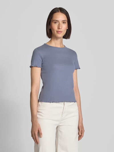 JAKE*S STUDIO WOMAN T-Shirt mit Rundhalsausschnitt und Wellensaum Jeansblau 4