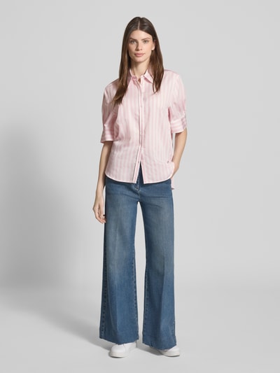 Brax Relaxed fit overhemdblouse van viscosemix met 1/2-mouwen, model 'Vic' Lichtroze - 1