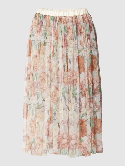 LACE & BEADS Midirok van mesh met bloemenmotief Rosé - 2