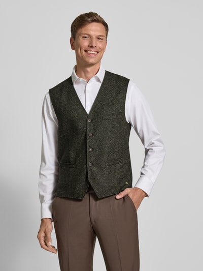 Carl Gross Wollen gilet met zijde model 'Wilson' Groen - 4