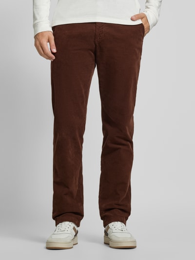 Tommy Hilfiger Regular fit corduroy broek met riemlussen, model 'DENTON' Middenbruin - 4