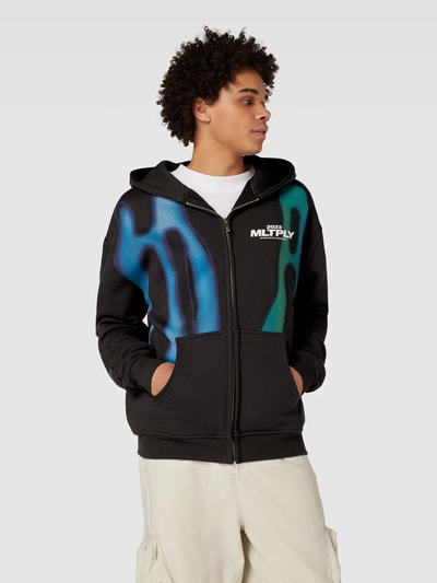 Multiply Apparel Sweatjacke mit Eingrifftaschen Modell 'LIQUIFY' Black 4