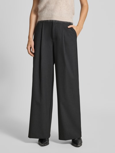 MOS MOSH Spodnie materiałowe z szeroką nogawką i zakładkami w pasie model ‘Evine Scarla’ Ciemnoszary 3