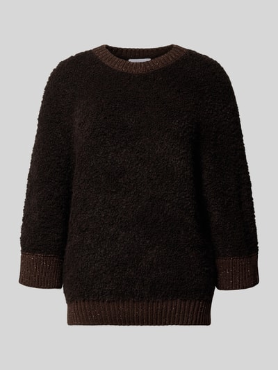 Rich & Royal Gebreide pullover met ribboorden Donkerbruin - 2