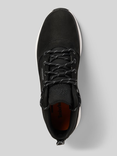 Produktfoto, Sneaker aus Leder-Mix von Timberland in Schwarz mit abgerundeter Form, Schnürverschluss, strukturierter Sohle, Label-Detail