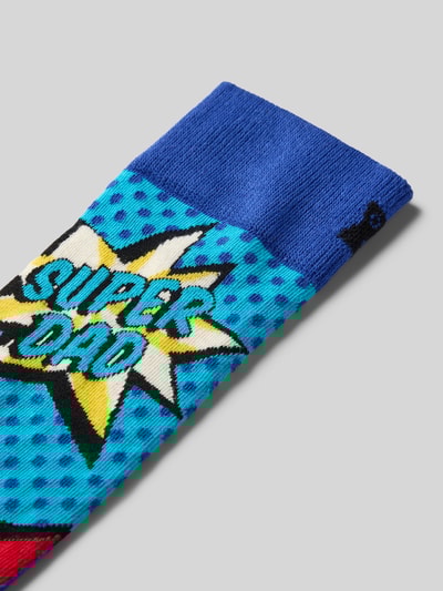 Happy Socks Sokken met motiefstitching, model 'Super Dad' Blauw - 2