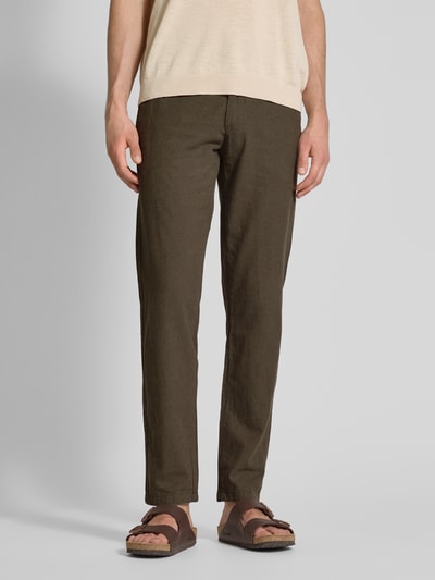 Lindbergh Tapered Fit Leinenhose mit elastischem Bund Oliv 4
