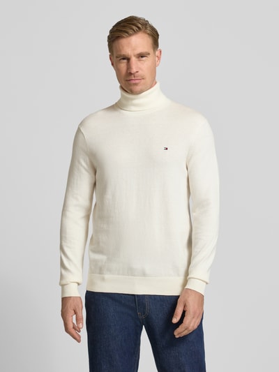 Tommy Hilfiger Regular Fit Rollkragenpullover aus Baumwoll-Kaschmir-Mix Offwhite 4