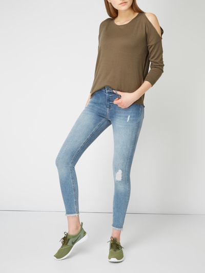 Only Skinny fit jeans in used-look Jeansblauw - 1