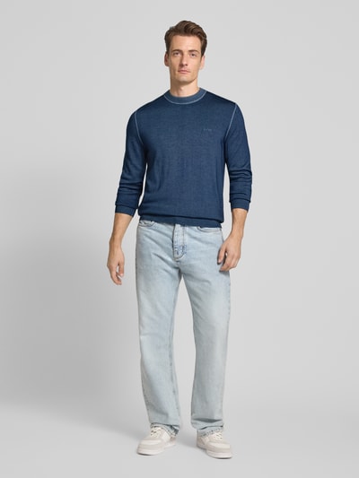 BOSS Orange Sweter o kroju regular fit z dzianiny z czystej, żywej wełny model ‘ASTEFO’ Szaroniebieski 1