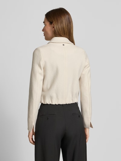 Marc Cain Żakiet o kroju regular fit z żywej wełny z zamkiem błyskawicznym dwustronnym Piaskowy 5