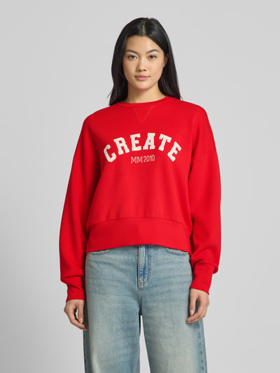 MOS MOSH Oversized Sweatshirt mit Label-Stitching Modell 'CELLI' Rot 4