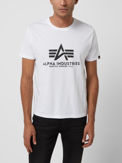 Alpha Industries T-shirt met labelprint, model 'BASIC' Wit - 4