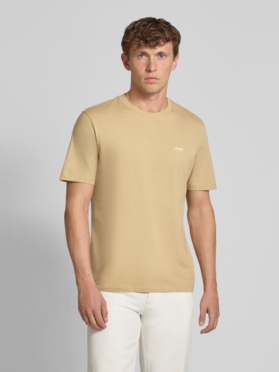 HUGO T-shirt met labelprint, model 'Dero' Beige - 4