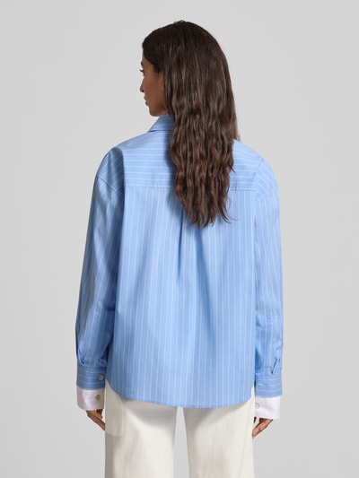 Stefanel Hemdbluse mit Knopfleiste Hellblau Melange 5