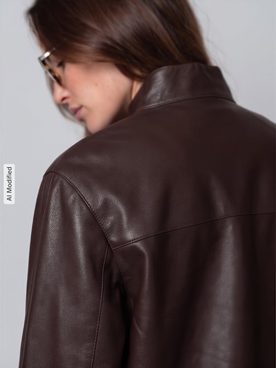 Jake*s Casual Regular Fit Lederjacke aus reinem Lammnappa Dunkelbraun 3