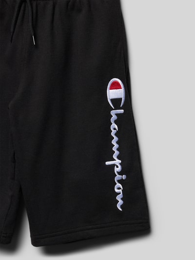 CHAMPION Szorty z dzianiny dresowej z wyhaftowanym logo Czarny 2