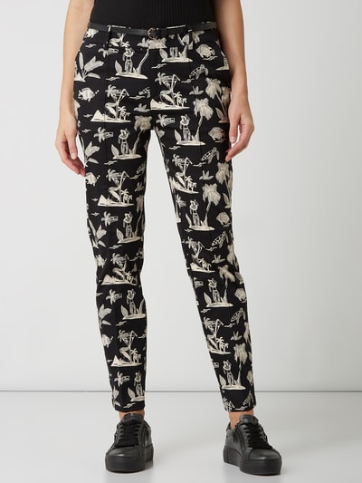 Scotch & Soda Regular fit chino met Hawaï-prints  Zwart - 4