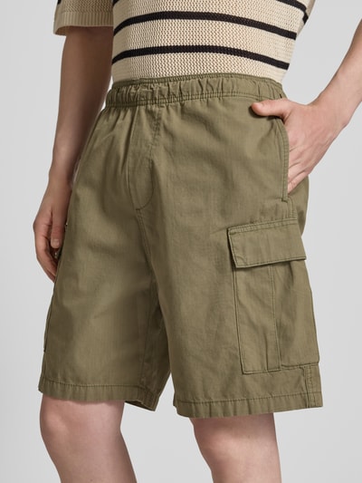 REVIEW Cargoshorts mit elastischem Bund Oliv 3