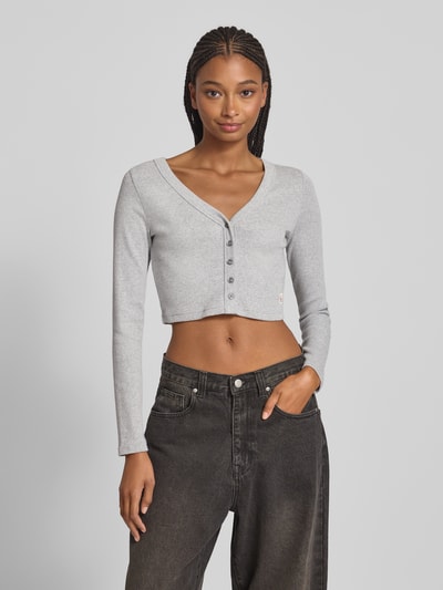 Calvin Klein Jeans Kort gebreid jack met knoopsluiting Lichtgrijs gemêleerd - 4
