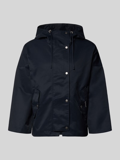 Produktfoto, Regular Fit Parka aus Baumwoll-Mix Modell 'KINGSWOOD' von Barbour Damen Parka, dunkelblau, glatte Oberfläche, gerade Form, silberne Knöpfe