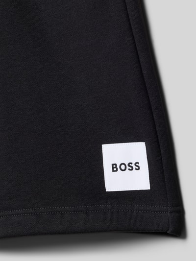 Produktfoto, Regular Fit Sweatshorts mit Tunnelzug von BOSS in effen kleuren met labelpatch, katoenmix, detailopname