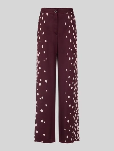 Marc Cain wide fit broek met elastische tailleband achter van viscose Bordeaux - 2