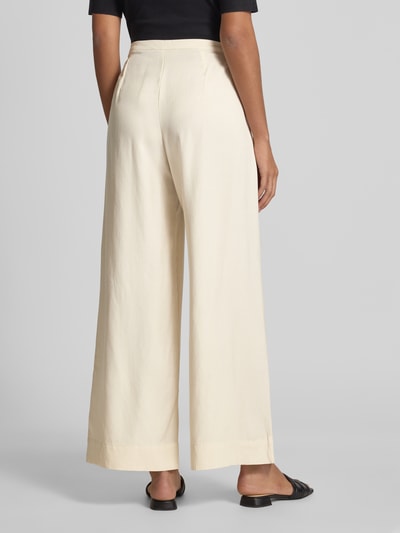 Selected Femme Wide Leg Bundfaltenhose aus Lyocell-Leinen-Mix Modell 'NATUK' Offwhite 5