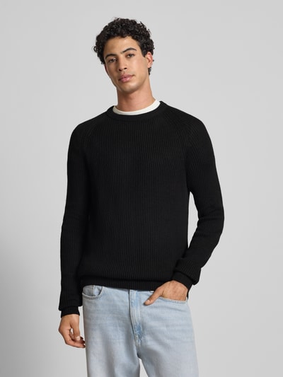 JACK & JONES Sweter z dzianiny z okrągłym dekoltem model ‘PANNEL’ Czarny 4