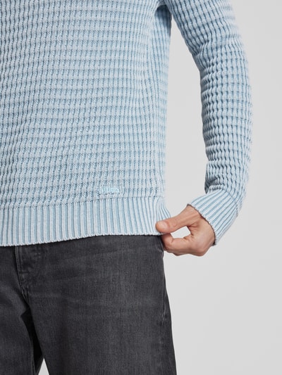 HUGO Strickpullover mit gerippten Abschlüssen Modell 'Sardello' Hellblau 3